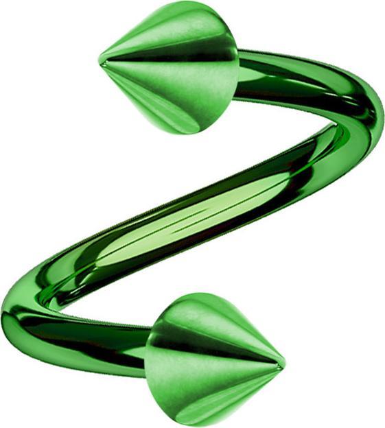 Produktbild Star Piercing Micro Spirale grün mit zwei Cones (ohne Messing, Titan G23)