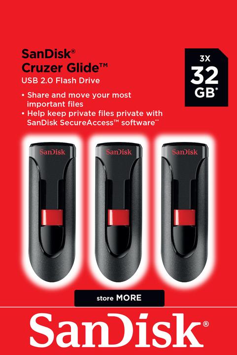 Actual product image SanDisk Cruzer Glide 3-Pack (32 GB, USB 2.0)
