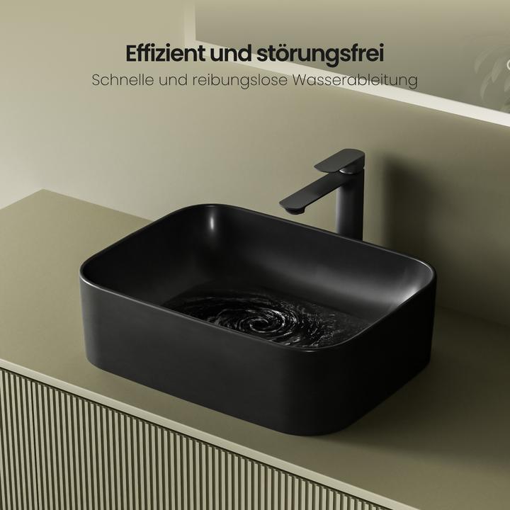 Produktbild Emke Design Waschbecken Aufsatzwaschbecken Grau Matt Hochwertiges Keramik Waschbecken Bad Einfach zu Rein (380 mm, 610 mm)