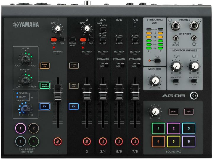 Produktbild Yamaha AG08 Black live streaming mixer (Studio- und Livemixer)