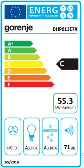 Energy Label Sibir BHP 613 E7X stainless steel (Flat-screen hood)