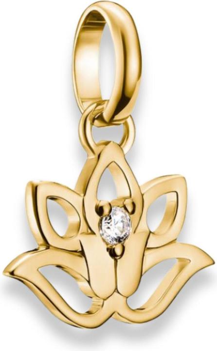 Thomas Sabo Charm-Anhänger Lotusblüte mit Stein Connect vergoldet (Silber 925)