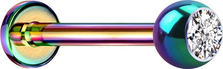 Image du produit Star Piercing Micro Labret coloré avec boule et cristal argenté (sans laiton, Titane G23)