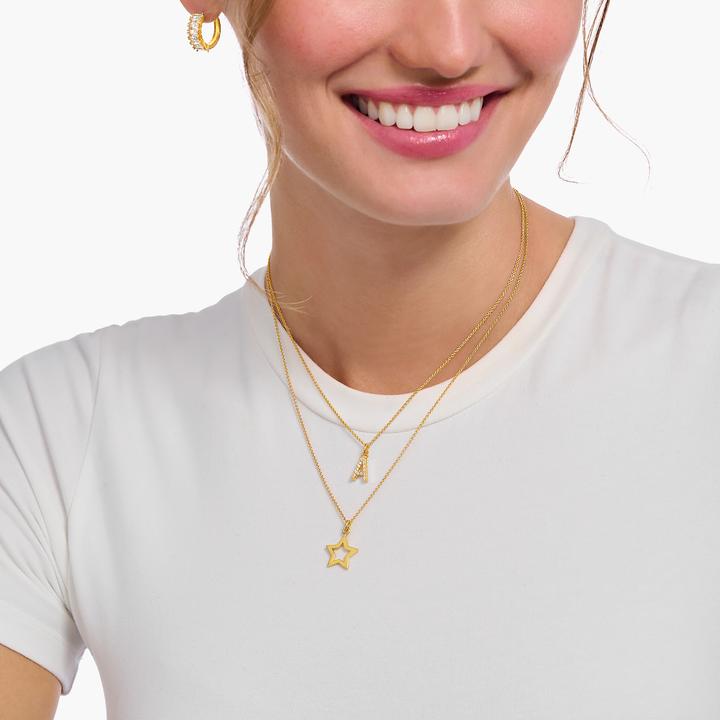 Immagine prodotto Thomas Sabo Catena placcata oro con ciondolo a forma di stella (Argento 925, 38 - 45 cm)