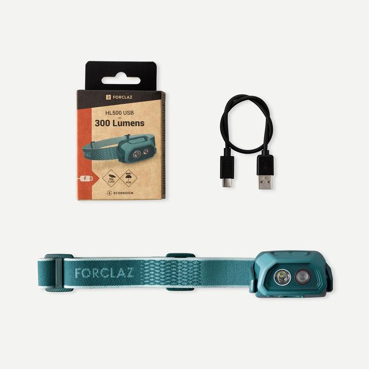 Immagine prodotto Simond Lampada frontale ricaricabile da 300 lumen - HL500 USB V3 turchese (300 lm)