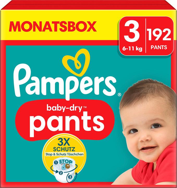 Produktbild Pampers Baby-Dry Pants (Gr. 3, Monatsbox, 192 Stück)