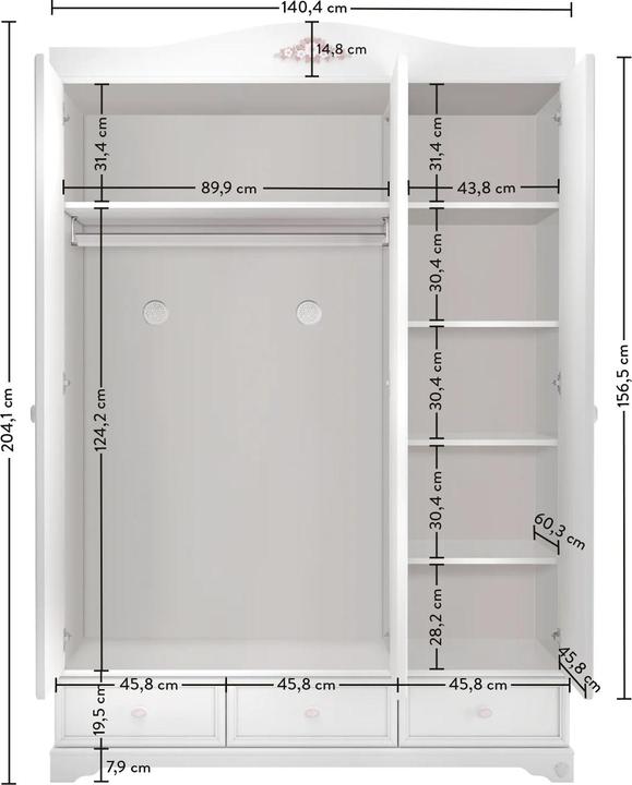 Actual product image Cilek Closet Rustik 3 doors (140 cm)