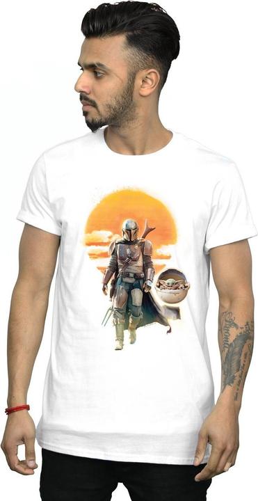 Actual product image Star Wars Mens The Mandalorian Sunset Poster T-Shirt (XL)