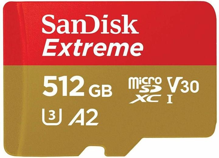 Produktbild SanDisk Extreme microSD A2 V30, inkl. Adapter (512 GB, microSDXC, U3, UHS-I)