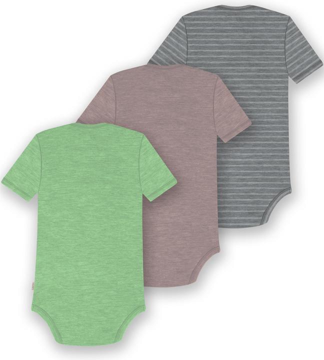 Actual product image Normani Set of 3 baby merino bodysuit short sleeves "Tauranga" - 9299 (74)