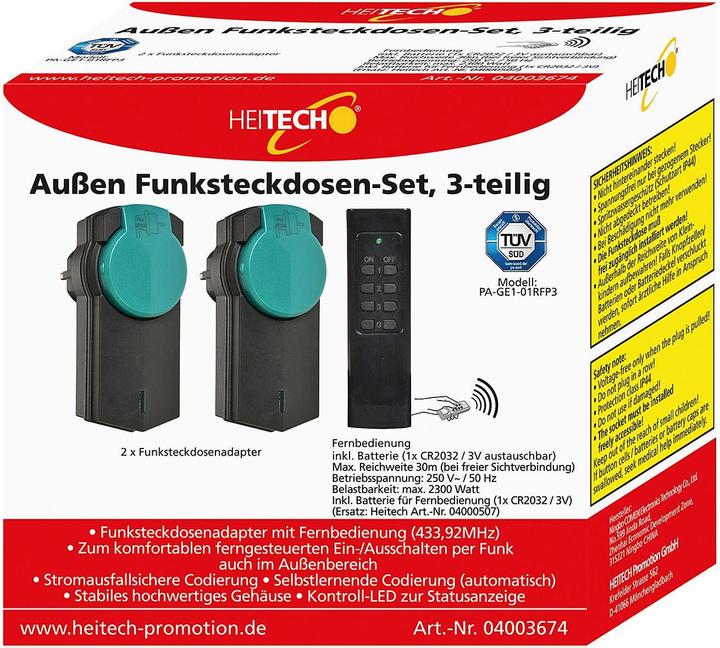 Actual product image Heitech Radio socket set for outdoor IP44 3 pieces