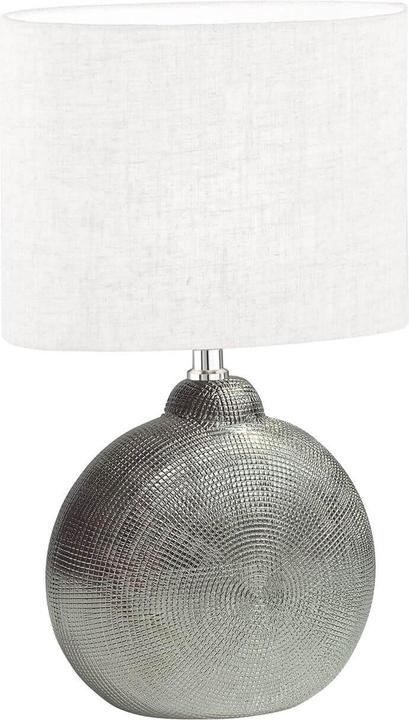 Produktbild Fischer & Honsel Honsel Tobse Tischleuchte E14 Stoffschirm Leinen weiss silber 50605