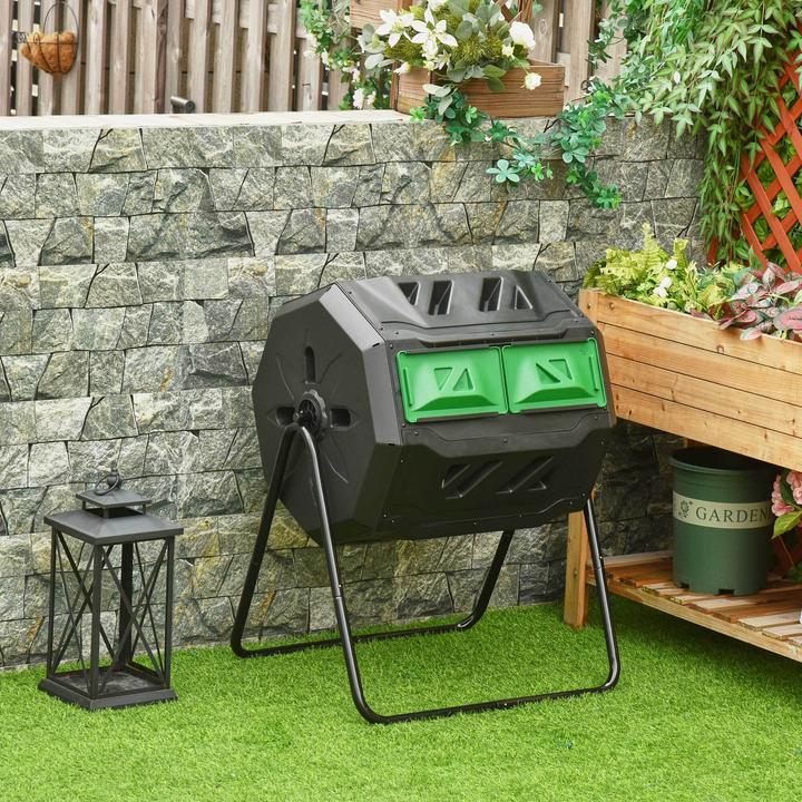 Actual product image Outsunny Compost drum with 2 chambers (160 l)