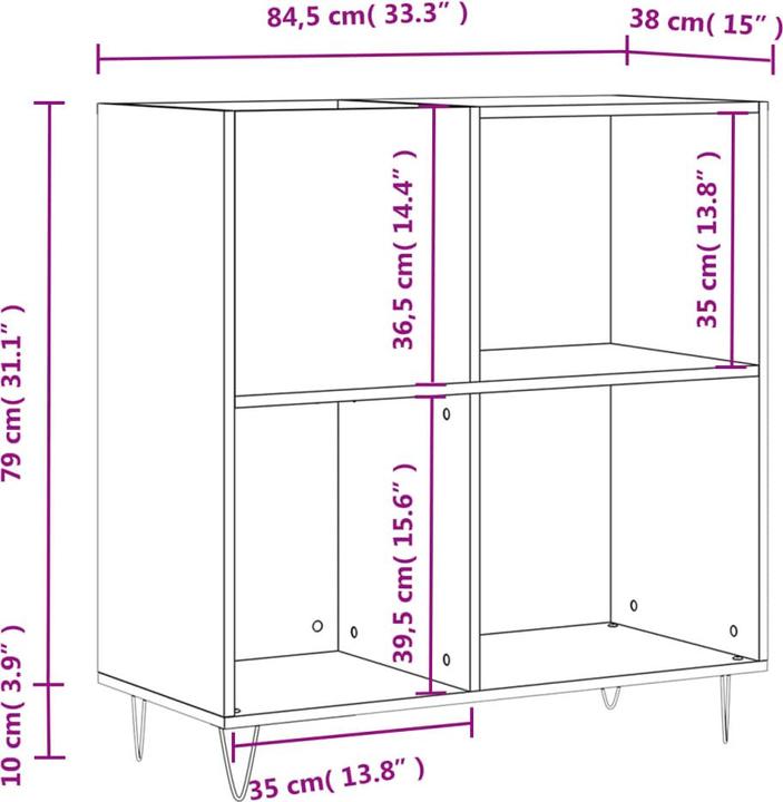 Produktbild VidaXL Plattenschrank Weiss 84,5x38x89 cm Holzwerkstoff, Farbe