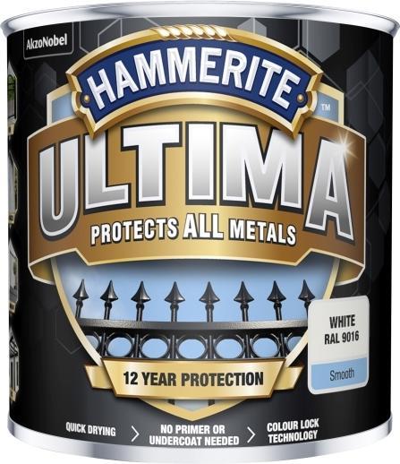 Immagine prodotto Hammerite Lacca protettiva per metallo ULTIMA gloss (250 ml, Bianco)