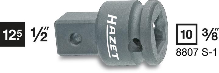 Produktbild HAZET Vergrösserungsstück 8807S-1 ∙ Vierkant10 mm (3/8 Zoll) ∙ Vierkant 12,5 mm (1/2 Zoll) ∙ 22 mm