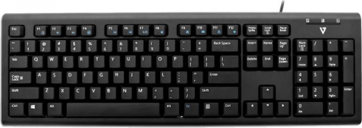 V7 USB/PS2 Keyboard black (DE, Cable)