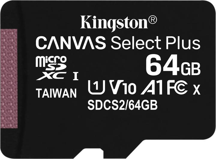 Actual product image Kingston Canvas Select Plus (64 GB, microSDXC, U1, UHS-I)