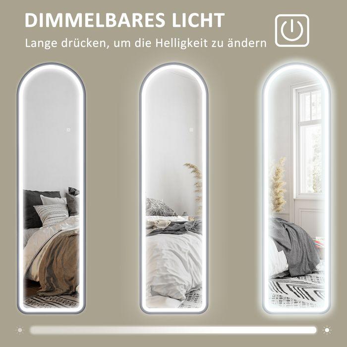 Produktbild Swisshandel24 Ganzkörperspiegel, 150 x 40 cm Standspiegel mit LED-Beleuchtung, 3 Lichtfarben (150 x 40 cm)