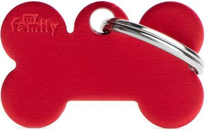 Myfamily Bone Aluminium ID-Hundetag rot, 4.8x3.1cm (1 Stk) (XL, Hund, Hundesport)