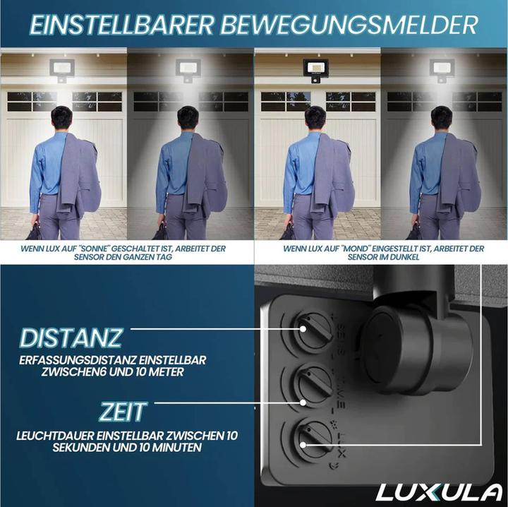 Produktbild Luxula LED-Fluter mit Bewegungsmelder (3000 lm, E27, IP65)