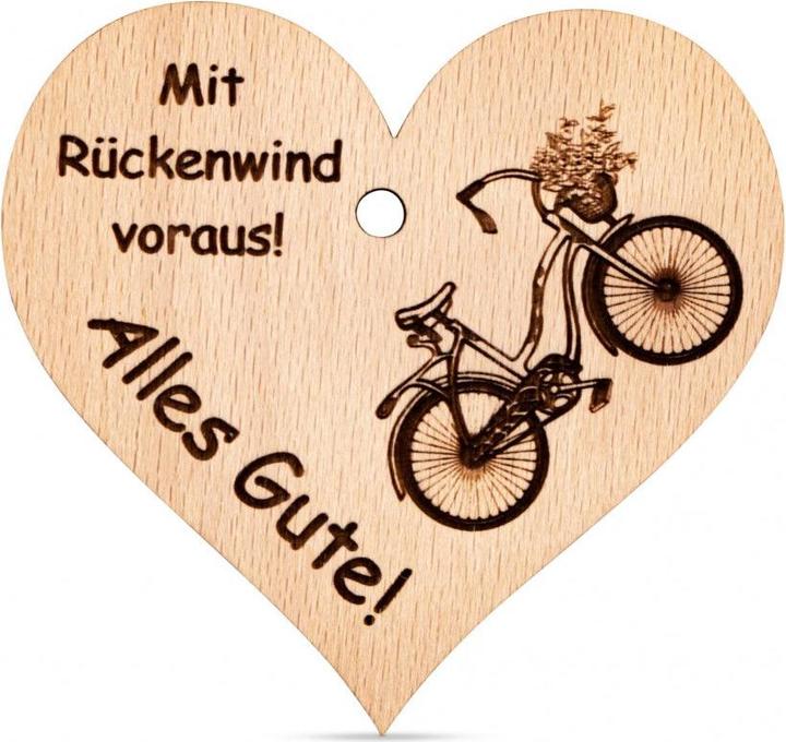 Actual product image ZNatur Heart Wooden Pendant Gift Decoration with Engraving With Tailwind Ahead! No.84