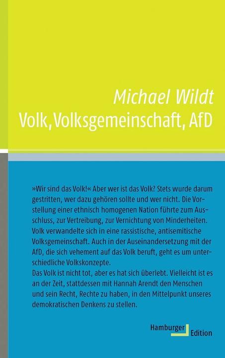 Image du produit Volk, Volksgemeinschaft, AfD (Allemand, Michael Wildt, 2017)