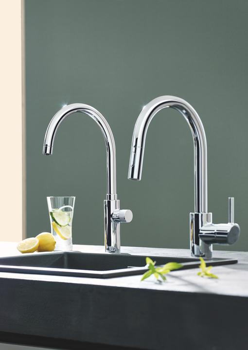 Actual product image Grohe Kitchen faucet with filter function Blue glossy chrome 30385000