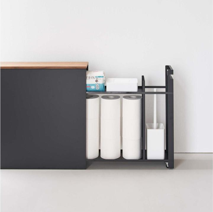 Produktbild Yamazaki Auszieh-Regal mit Holzablage TOWER (140 x 56 x 55 cm)