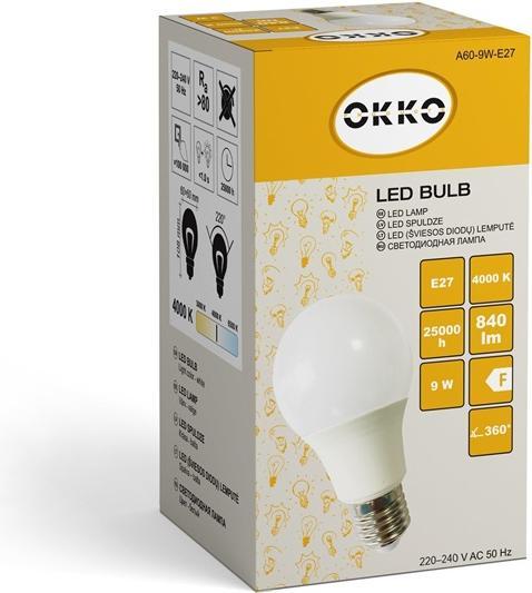 Image du produit Okko LED BULB A60 9W E27 840LM 4000K MATTE
