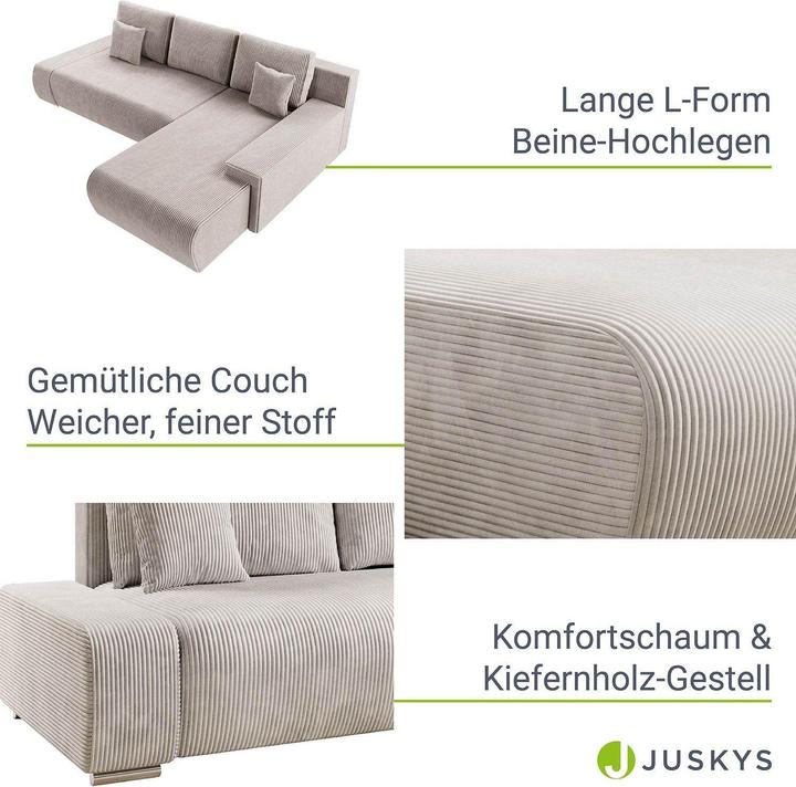 Produktbild Juskys Sofa Iseo Rechts mit Schlaffunktion (Ecksofa)