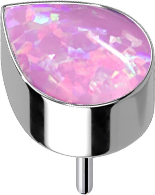 Star Piercing Threadless silber mit Tropfen Opal pink (Titan G23, ohne Messing)
