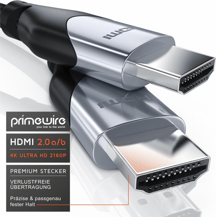 Image du produit Primewire Câble HDMI 2.0b - 4k 60Hz Ultra HD - Ethernet haut débit - triple blindage - Full HD - 3D - ARC (7.50 m, HDMI)