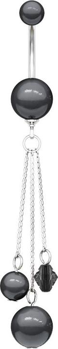 Actual product image Star Piercing Banana silver with two pearls balls black and pendant (Acrylic, without brass, Surgical steel 316L)