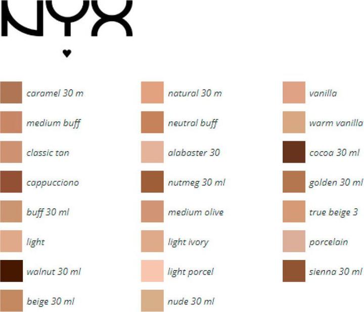 Nährwerte und Zutaten NYX Professional Make-Up Full Coverage Foundation - Can't Stop Won't Stop (22.3 Walnut)
