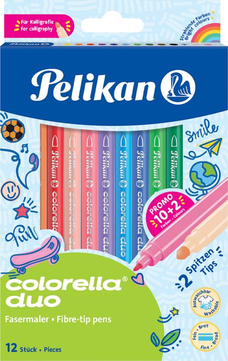 Actual product image Pelikan Colorella Duo C407 Felt Pen Fine Multicolor (e) (Multicoloured, 12 x)