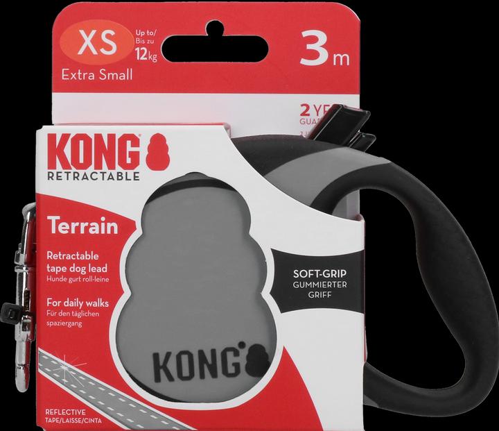 Actual product image KONG Retractable Leash Terrain Grey XS (3m/12kg) - (KONGTRNXSGY) (XS, Dog, Dog sport)