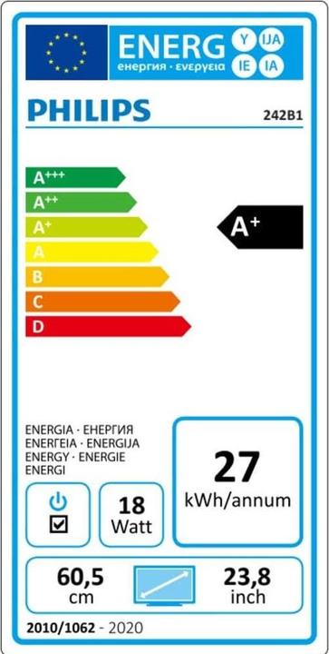 Energy Label Philips 242B1H/00 (1920 x 1080 pixels, 23.80")