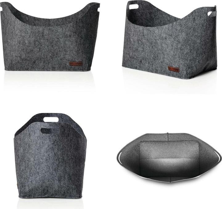 Actual product image Lumaland Firewood bag oval 40 x 25 x 28 cm dark grey