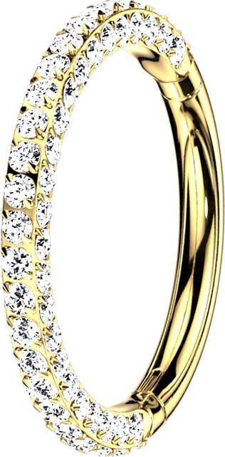 Actual product image Star Piercing Micro segment ring hinged gold plated front and side crystals silver (without brass, Titanium G23)