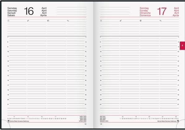 Rido Idé Buchkalender Modell Conform (2025) (A4, Englisch, Französisch, Italienisch, Deutsch)