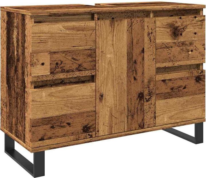VidaXL Waschbeckenunterschrank Unterschrank Badschrank Badmöbel Altholz-Optik (80 x 33 x 60 cm)