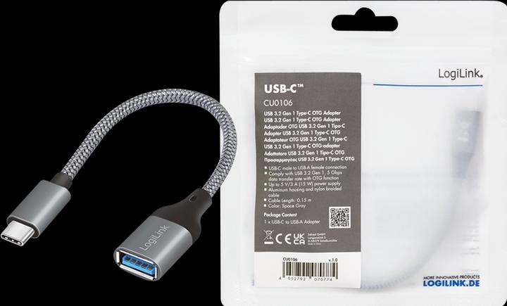 Produktbild LogiLink USB C – USB A (0.15 m, USB 3.2 Gen 1)