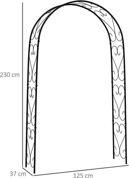 Immagine prodotto Swisshandel24 Rosenbogen Torbogen, Stahl 125x37x230 cm Gartenbogen für Kletterpflanzen Schwarz (125 cm, 37 cm)