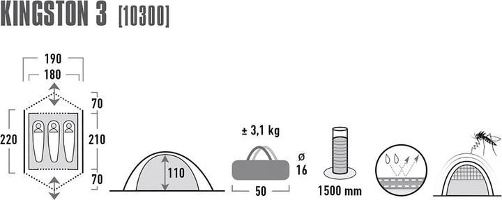 Produktbild High Peak Kingston 3 (Kuppelzelt, 3.10 kg, 3 Personen)