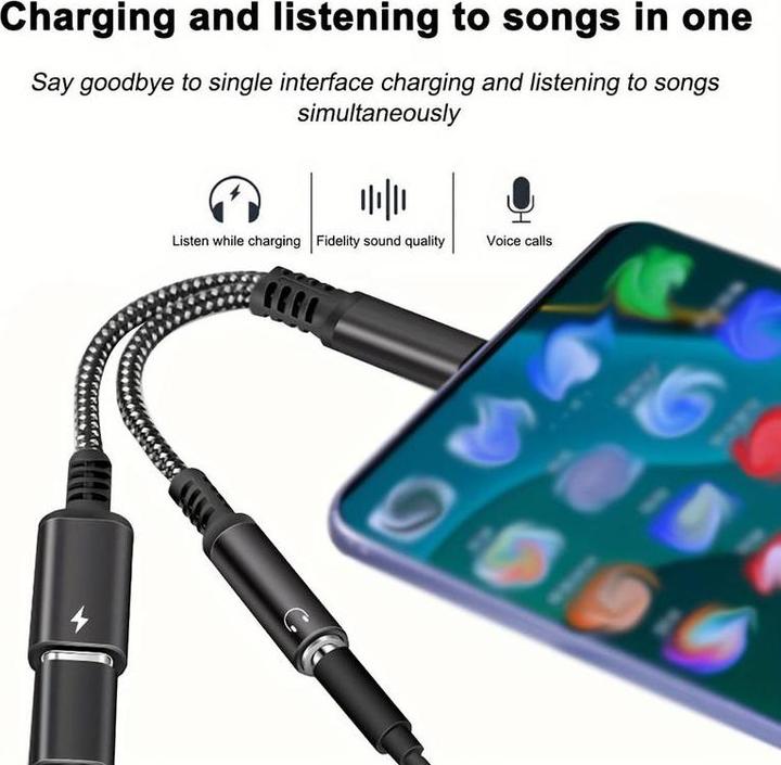 Image du produit PhoneLook Adaptateur audio 2 en 1 USB-C vers jack 3.5mm + USB-C 30W Fast Charge (Jack 3.5mm, USB Type C)