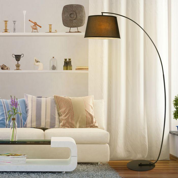 Immagine prodotto Swisshandel24 Stehlampe Wohnzimmer Stehleuchte mit Lampenschirm aus Stoff, Fussschalter (E27)