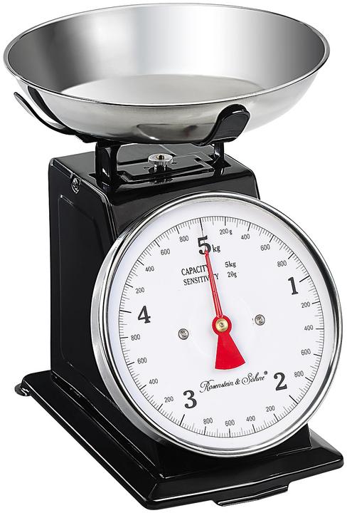 Produktbild Rosenstein & Söhne Analoge Retro-Küchenwaage bis 5 kg mit Tara-Funktion, schwarz, Metall