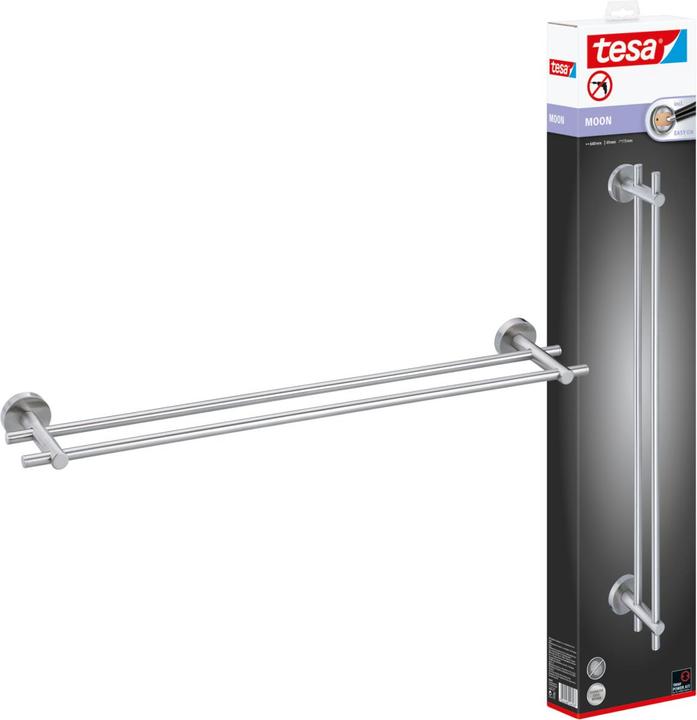 Actual product image tesa MOON Towel rail two-arm incl. adhesive solution without drilling
