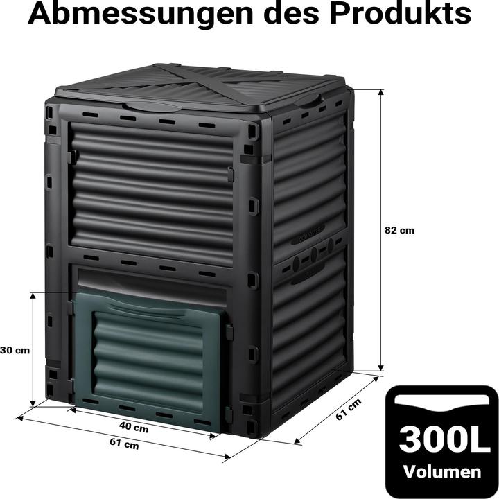 Immagine prodotto Wiltec Compostiera da giardino 300l Compostiera 61x61x82cm Compostiera rapida (300 l)